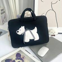 笔记本电脑保护套，带蝴蝶结小狗图案，适用于 11/12/13/14/15.6/16 英寸笔记本电脑/平板电脑，配有提手和肩带 - 彩色 - 查看 11