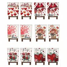 2 piezas/4 piezas Funda para silla del Día de San Valentín, funda para silla con corazón rojo, removible, adecuada para el Día de San Valentín, aniversarios, decoración de mesa de comedor familiar y protección de silla - Multicolor - Ver 1