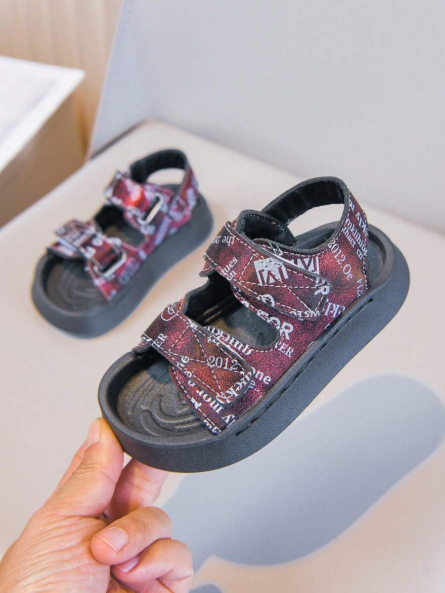 新款儿童休闲凉鞋，软底婴儿凉鞋，男女童均适用 - 中紫紅色 - 查看 1