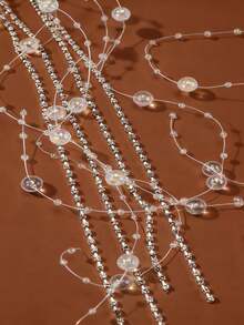 1个/2个装 女士时尚优雅透明白色蝴蝶流苏水晶珍珠发夹，适合日常佩戴、婚礼、派对，可搭配马尾辫 - 彩色 - 查看 5