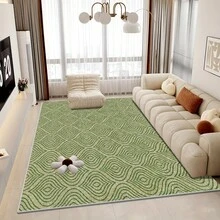 1 pieza Alfombra de patrón de plumas de pavo real verde lujoso y moderno. Material de terciopelo con un peso aproximado de 850g y un grosor de aproximadamente 0,6 cm. Alfombra duradera, antideslizante y fácil de limpiar. Disponible en varios tamaños. Adecuada para cocina, sala de estar, comedor, dormitorio, balcón, baño, estudio y otros escenarios. Una opción ideal para la decoración del hogar. - Multicolor - Ver 8