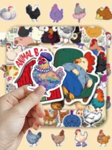 50pcs Cartoon Chicken Doodle Stickers Funny Creative Designs Perfect For Skateboards, Guitars, Scrapbooks, Manuals, Water Bottles, Laptops, Suitcases, And Table Personalization - Fun Stickers - Multicolor - View 5
