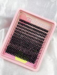 Zestaw 240 szt. kępek rzęs typu D Curl, wodoodporny zestaw do samodzielnego przedłużania rzęs, pęseta do rzęs, zestaw do przedłużania rzęs (zestaw 50D-9-16Mix) - Czarne - Zobacz 7