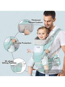 Grey/Blue/Black/Pink Baby Carrier Ergonomic Infant Carrier With Hip Seat Bag Soft Baby Carrier Newborn To Toddler 7-45lbs Front And Back Baby Holder Carrier For Men Dad Mom,Mabe Baby Carrier,Mabe Baby Carrier,Baby Carrier With Hip Seat - 多色A - 查看 5