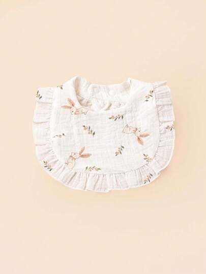 3pcs Baby Cotton Printed Bibs, Soft Absorbent For All Seasons, Essential Newborn Accessories