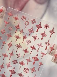 1 miếng dán móng tay họa tiết nút thắt Trung Quốc dập nổi màu đỏ, hình dán móng tay kiểu Trung Quốc tinh tế mang ý nghĩa may mắn ngày lễ, hình dán móng tay 5D tự dính, thích hợp cho nữ giới trang trí móng tay theo phong cách phương Đông dịp Tết Nguyên Đán. - Nhiều màu - Xem 4