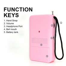 便携式 AM/FM 收音机音箱，电池供电手持收音机，带手动调谐器、耳机插孔、集成扬声器、可调节天线、耐用设计和腕带 - 黑色 - 查看 8