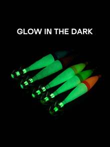 GOTURE 8pcs Wooden Shrimp Squid Hook Explosion Hook 3.5/4.0 # Wrapped With Luminous Cloth Roll Squid Needle With Wooden Shrimp Protective Cover, Sea Fishing Fake Bait - Multicolor - View 5