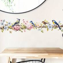 1/2 pezzi Adesivi murali con uccelli colorati su ramo d'albero e fiori, decalcomanie da parete rimovibili e impermeabili, decorazione artistica murale per camera da letto, soggiorno, divano, cucina, primavera, accessori per la casa, fai da te, carta da parati in PVC - Multicolore - Visualizzare 4