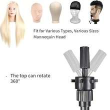光头模特头，女性专业美容培训模特头，假发支架三脚架，带头，帆布假发头架，带模特头，用于假发制作和展示，非裔美国人模特头，附赠夹式支架 - 彩色 - 查看 6