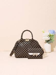 一套女孩贝壳造型手提包、单肩包和钱包，时尚优雅，适合各种场合 - 彩色 - 查看 2