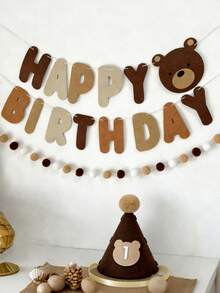 1 lá cờ chữ kéo hình gấu nâu trang trí sinh nhật, banner trang trí tiệc sinh nhật lần thứ nhất chủ đề trăng tròn, thích hợp cho tiệc sinh nhật, tiệc mừng em bé chào đời. - Nhiều màu - Xem 8
