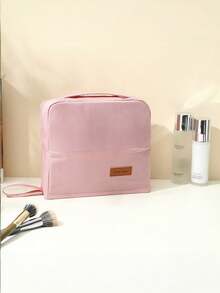 大容量竖款化妆包 - 多隔层旅行化妆品收纳包，带网状口袋，便携式桌面护肤品和化妆工具收纳袋，化妆包，旅行必备 - 彩色 - 查看 7