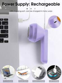 Electric Fabric Defuzzer, Clothes Lint Remover, 6-Blade Electric Lint Remover, Sweater Fuzz Shaver, Suitable For Clothes, Sofa, Furniture, Removes Fuzz, Lint, Bobbles, USB Rechargeable