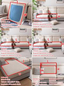 1件装毛绒提花防滑沙发座垫套，柔软亲肤，防宠物抓挠，弹性沙发套，适用于L型组合沙发和1/2/3/4人座沙发，春秋季（单独出售） - 米色 - 查看 4