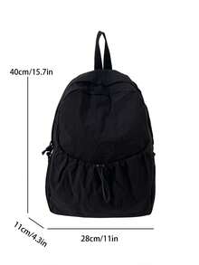 情侣款帆布材质纯色时尚背包，大容量收纳，可调节肩带，适合学生、通勤、休闲、旅行