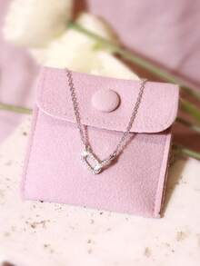 1pc Copper Alloy Inlaid Zirconia Pendant Necklace, Elegant Gold Necklace/Ring, Cute Minimalist Paperclip Necklace, Suitable Gift For Girls