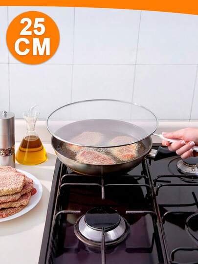 Tampa Protetora Tela Anti Respingo De Metal Frituras 25cm Com Cabo Longo Cozinha Anti Óleo Gordura