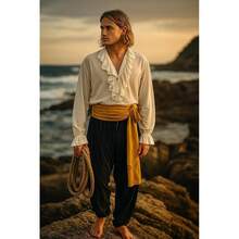 ThePirateDressing Pirate Medieval Renaissance Halloween Costume Large Sash,Orange(LinenFabric - Oranye (Kain Linen) - View 4