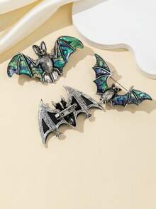Natural Abalone Shell Bat Shaped Brooch Pin, Alloy Material, Suitable For Women To Wear On Dresses, Coats For Parties, Jewelry Accessory Gift - Multicolor - View 2