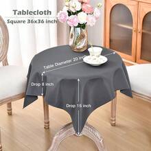 Small Square Tablecloth 36 X 36 Inch Washable Polyester Table Cloth Solid Grey Heavy Duty Fabric Coffee Table Cover For Dining Home Kitchen Party Wedding,Grey36inchx36inchSquare - 灰色 36 吋 x 36 吋正方形 - 查看 3