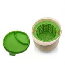 1个微波炉奶酪制作器，简易塑料DIY奶酪制作工具，适合厨房使用，包含奶酪篮和盖子 - 綠色 - 查看 6