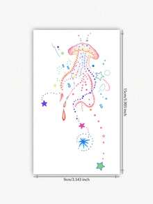 1-2pcs Temporary Valentine's Day Tattoo Sticker, Y2K Style, Colorful Jellyfish Design, Waterproof, Sweatproof, Washable, Non-Reflective, Suitable For Arm And Shoulder Tattoos, Suitable For Individuals, Lasts 3-5 Days. - Multicolor - View 8