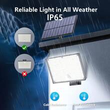 400 LED Solar Powered Motion Sensor Lights, With Separate Solar Panel And Remote Control, 16.4ft Extra Long Cable + IP65 Waterproof, Automatically Lighting From Dusk To Dawn, Suitable For Garden/Corridor/Garage/Porch/Yard/Gazebo - White Light - View 3