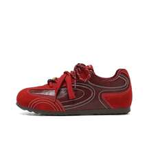 2025 Primavera y Otoño Nuevas Zapatillas Retro de Moda  Ligeras y Cómodas Zapatillas de Entrenamiento Alemanas Versátiles y Casuales para Mujeres - Rojo - Ver 2