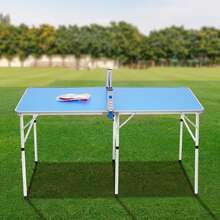 Klapptischtennis Ping Pong Tischset mit Bällen, Schlägern und Netz, 9,84 * 29,92 Zoll Tisch, Einfach zu Tragen und Platzsparend, Gefaltete Größe: 29,92 * 29,92 * 2,55, Geeignet für Innen- und Außenbereich, Blau - Blau - Übersicht 5