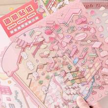 贴纸*3 + 场景卡*1 卡通3D立体微缩场景贴纸风景拼贴手册 DIY教育手册 休闲玩具 - 彩色 - 查看 9