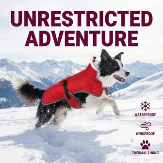 IISVGE Warm Waterproof Windproof Dog Winter Jacket - Fleece Lining, Reflective, Adjustable, Leash Hole, Machine Washable, Certified, Suitable For Small, Medium And Large Dogs, Outdoor Coat For Cold Weather