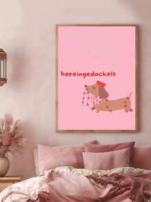 1 Stück verspieltes Poster mit rosa Würstchenhund und Katzen-Tier-Zitaten, Festivalgeschenk, geeignet für Schlafzimmer, Wohnzimmer, Badezimmer, Wandkunst, Wanddekoration, Heimdekoration, Raumdekoration, Leinwandwandkunst, Poster, Wandkunst mit Rahmen, optionaler Rahmen - Verschiedenfarbig - Übersicht 7