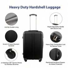 Striped 3-Piece Luggage Set – 20''/24''/16'' ABS Hardshell, 360° Wheels Passcode Lock - Turquoise 01 - View 2