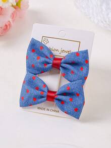 6pcs Denim Color Bowknot Hair Clips, Fashion Hair Accessories, New Hair Clips Party Decorations, Holiday Party Decorations - Multicolor - View 4