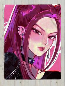 Caratteristiche del motivo: una ragazza dallo stile anime fiducioso con tema Kpop, dai capelli rosa accesi e uno sguardo penetrante. Sperimenta il calore morbido della flanella con la nostra coperta perfetta per il relax e l'aggiunta di un tocco di estetica audace in qualsiasi stanza. - Multicolore - Visualizzare 7