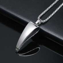 A Non-Fading Stainless Steel Hip-Hop  Men's Jewelry Antelope Horn Necklace Fashion Punk Pointed Horn Bone Whistle Pendant - Bạc - Xem 5