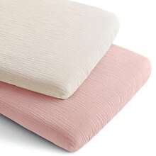 2 Packs Muslin Bassinet Sheets, Soft Bedside Sleeper Bassinet Sheets, Compatible With Baby Delight, Dream On Me, AMKE And Other Rectangle Mattress, Bedside Sleeper Bassinet Fitted Sheets For Boys And Girls