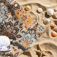 波西米亚风超柔软微纤维沙滩巾 - 超强吸水、速干针织面料，饰有花卉图案 - 长方形，轻便柔软，防沙，适合露营、户外活动、海滩旅行和泳池使用