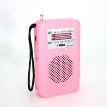 Portable AM FM Radio Speaker, Battery-Powered Handheld Radio With Manual Tuner, Headphone Jack, Integrated Speaker, Adjustable Antenna, Durable Design & Wrist Strap - Pink - View 12