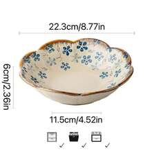 1 Stück wunderschöne blumenförmige 23 cm chinesische Keramikschüssel, große Servierschüssel für Restaurant, Salatschüssel, Obstschüssel - Verschiedenfarbig - Übersicht 13