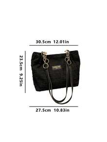 格子链条装饰便携单肩包，女士大容量轻便超轻手提包，新款时尚多功能工作包，可装笔记本电脑、书籍、日常必需品，适合青少年、大学生、白领、职业女性，完美适用于返校、办公、度假、旅行、日常通勤、购物、小礼物交换