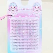 DOUDOUTIAN 80pcs/Pack Cool Feeling Individual Eyelash Extensions, Natural & Realistic Transparent Stem False Lashes, Length 5mm-7mm - Black - View 4