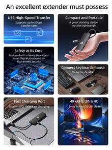 HP USB 集线器带 Type-C 充电适配器 2.0 分线器兼容苹果笔记本电脑转换器 4K 投影 PD 充电扩展集线器 4 合 1（黑色、白色、米色、银色） - 五合一 - 查看 3