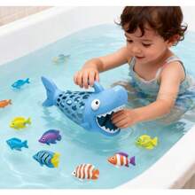 Juguete de baño 6 en 1 para pescar tiburones: la mejor diversión en la piscina y la bañera con un tiburón grande y 6 peces de colores | Juguete educativo y duradero para niños y niñas a partir de 6 años - por defecto - Ver 8