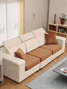 1 pieza Funda de cojín de sofá de peluche de zorro plateado gris oscuro, minimalista clásica, funda protectora decorativa a prueba de polvo de unicolor y elástica, adecuada para hotel, dormitorio, decoración de sala de estar, decoración de habitación, negro, gris claro, caqui, decoración de otoño, decoración de habitación, vuelta al colegio, útiles escolares