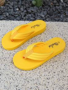 Chanclas para mujer - Estilo europeo y americano, ligeras y cómodas, sandalias tipo chancla casual - Sandalias de playa talla 36-45 - Amarillo - Ver 6