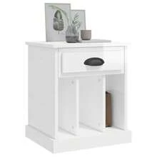 vidaXL Table de chevet blanc brillant 43x36x50 cm - Noir - Voir 5