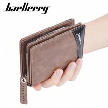 Baellerry Men's Short Wallet, European And American Retro Style, Multi-Card Slots, Closure, Patchwork Leather, Fashionable Zipper Coin Purse - Coffee Brown - View 6