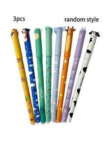 3/7支装可爱卡通可擦凝胶笔，8种颜色可选，适用于书写、绘画和素描。可擦。荧光笔、马克笔、圆珠笔、走珠笔。内置橡皮擦。适合学校、办公室和日常书写。书写流畅。 - 彩色 - 查看 8